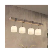 Brilagi - Viseči lestenec na vrvici WOOD GLASS 4xE27/60W/230V bor/siva/bela