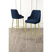 Hanah Home set od 4 barskih stolica Tera, antracit tkanina Babyface, zlatne metalne noge