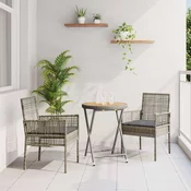Bistro set za vrt 3 pcs Siva poliratan