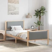 Krevetna konstrukcija Svijetlo siva 90 x 200 cm tkanina