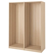 PAX 2 okvira garderobera, belo b. hrastovina, 150x58x201 cm