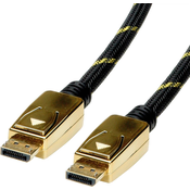 ROLINE Roline DisplayPort priključni kabel DisplayPort vtič\, DisplayPort vtič 1.00 m črna/zlata 11.04.5920 zaščiten DisplayPort kabel, (20419511)