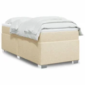 VIDAXL Box spring postelja z vzmetnico krem 80x200 cm blago