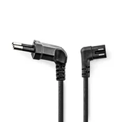 Nedis Napajalni kabel Euro Man IEC 320 C7 Pravi kot Levi kot Ponikljano 3 00 m Stanovanje PVC Črna Oznaka