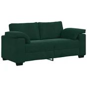 Vidaxl Dvosed temno zelen 180x77x82 cm žamet