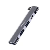 Hub postaja Techsuit ZenithDock 4v1 (H12) USB-C - 2x USB-A 2.0, 1x USB-A 3.0, 1x USB-C, 60W - siva