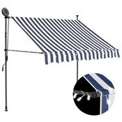 Vidaxl Ročno zložljiva tenda z LED lučkami 150 cm modra in bela