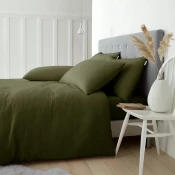 Kaki zelena podaljšana flanelna posteljnina za zakonsko posteljo 230x220 cm Brushed – Catherine Lansfield