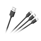slomart 3-v-1 kabel USB A - Micro USB / USB-C / Lightning, 1.2m