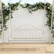 vidaXL Gugalna klop Jeklo 112 x 60 x 126,5 cm Antik bela