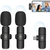 PULUZ brezžični kondenzatorski klopni dvojni mikrofon, USB-C