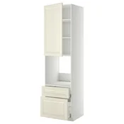 METOD/MAXIMERA Vsk omara za pečico+vr/2lč/1s/1v pr, bela/Bodbyn krem bela, 60x60x220 cm