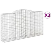 Vidaxl Obokane gabion košare 3 kosi 300x50x160/180 cm pocinkano železo