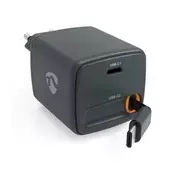 Nedis WCHARC65WBK - Punjac s uvlacivim kabelom, Power Delivery 65W, 2x USB-C, crni