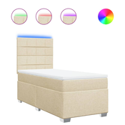 vidaXL vidaXL Box spring postelja z vzmetnico krem 80x200 cm blago, (21291671)