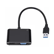 Adapter USB 3.0 JWD na HDMI/ VGA/ AUDIO/ 3 u 1 crni