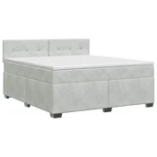 vidaXL Postelja boxspring z vzmetnico Svetlo siva 180 x 200 cm Žamet