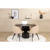 Venture Design Jedilna miza in stol Bianca, miza 110 cm, stol 57x76,5x50 cm, črna, bež
