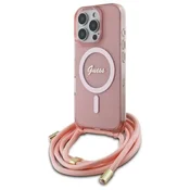 slomart Ovitek Guess Crossbody Cord Script MagSafe za iPhone 16 Pro - roza