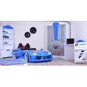 Hanah Home Deciji krevet - auto 130x60??x235cm Crni