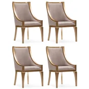 Casa Padrino luxury baroque dining chair set of 4 gray/gold - Baroque style kitchen chairs - Magnificent luxury dining room furniture in the Baroque style - Baroque dining room furniture