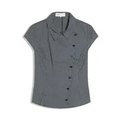 Bershka Bluza temno modra / bela