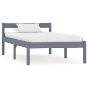 Vidaxl Posteljni okvir siv iz trdne borovine 100x200 cm