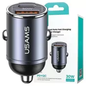 USAMS USAMS OMREŽNI POLNILEC 1XUSB 1XUSB-C ZA TELEFON 30W PD FAST CHARGE, (22007297)