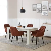 Homestyle4U Jedilna miza in 4 stoli, 160,5x90,5x76,5 cm, rjava, bela