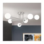 ORION Snježnobijela stropna lampa sa šipkom, 6 žarulja, nikal - Dnevni boravak/blagovaonica - Moderan - mat nikal, bijela - Metal