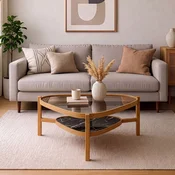 Hanah Home klub sto Capella 95, 95 cm, hrast / crni mermer