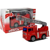 Gasilniški avto LEAN TOYS z lestvijo, na baterije, z vodo, 1:20