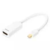 DisplayPort adapter cable, mini DP - HDMI type A M/F, 0.15m, DP 1.1a, wh