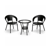 MODUL Baštenski set Rattanica crni/ 2 stolice i sto