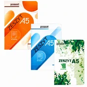 Zvezek LEAN SCHOOL A5, karirast, 96 listov, mešani vzorci