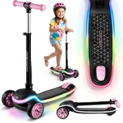 Ricokids Ricokids Leddi trikolesni LED balansirni skuter za otroke - črno-roza