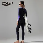 Watertime Ženski jednodelni kupaci kostim, Dugi rukav, Crno-ljubicasti