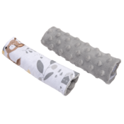 Medi Partners Stroller belt protectors (2 pcs.) cotton + minky – Jelonki + gray Minky