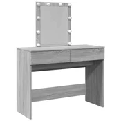 Vidaxl Toaletna mizica z ogledalom siva sonoma 100x40x130 cm