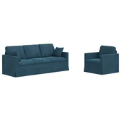 Vidaxl Kavčna garnitura 2 szt. Modra 198 x 78 x 80 cm Žamet
