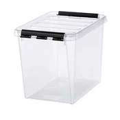 Škatla za shranjevanje, plastična, 14 l, črni ročaji, SMARTSTORE Classic 11, prozorna