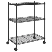 Stalak za pohranu s 3 razine i kotacima 60x35x81 cm crni 150 kg