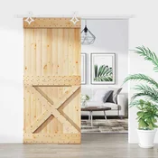 vidaXL Drsna vrata Naravna in bela 100 x 210 cm Masiven borov les