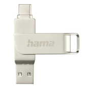 HAMA "C-Rotate Pro" USB stick, USB-C 3.1/3.0, 64 GB, 70 MB/s, srebrni