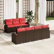 vidaXL vidaXL Kavčna garnitura 8 pcs Rjava in rdeča Poliester, (5000138281)
