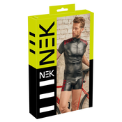NEK - moški top z rdečimi vložki in zadrgo (črn) - XL