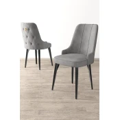 Hanah Home Set stolica Newa, 46x94x46 cm, 2 komada, Sivo-crne