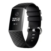 INF Fitbit Charge 3/4 zapestnica silikon črna/srebrna (L), (21278407)