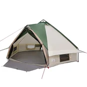 Vidaxl Teepee šotor za 6 oseb Zelena in Bela 431 x 366 x 185 cm