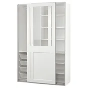 PAX/GRIMO Garderobni sestav, bela/prozorno steklo bela, 150x66x236 cm